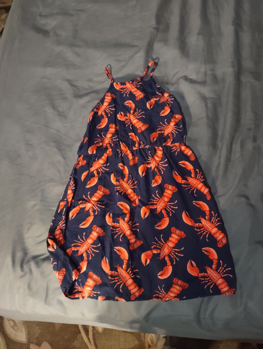 Old Navy Navy Sundress With Bright Orange Lobster Print/Size 6X (Girls)
